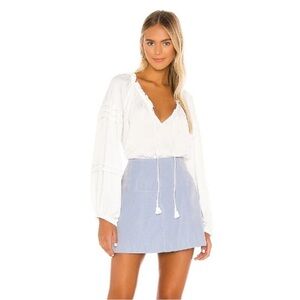 Free People Intimately Bodysuit Small Ivory White Matte All Tucks Satin Boho